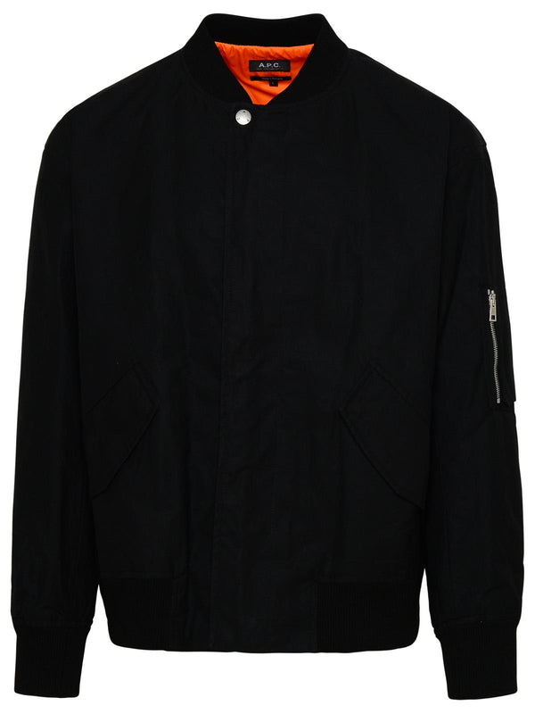 A.p.c. Hamilton Bomber Jacket In Black Cotton