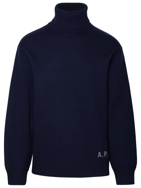 A.p.c. Walter Turtleneck Sweater In Blue Wool