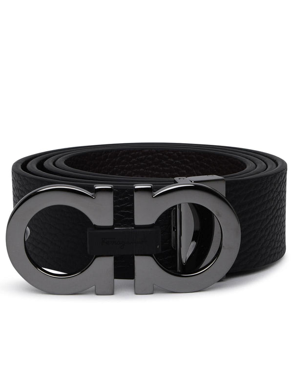 Salvatore Ferragamo Hammered Leather Reversible Belt