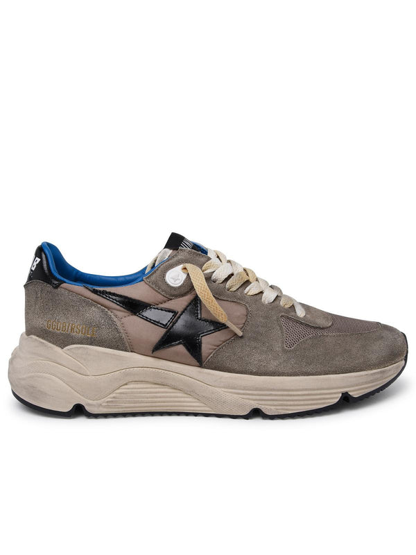 Golden Goose Running Sole Sneakers In Suede And Multicolored Fabric