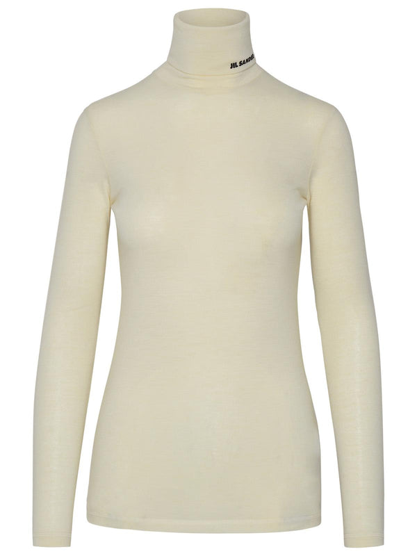 Jil Sander White Wool Blend Sweater