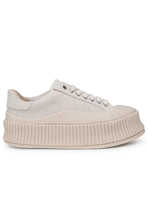 Jil Sander Ivory Canvas Sneakers