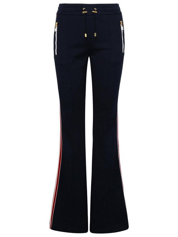 Balmain Hw Flare Pants In Blue Cotton Blend