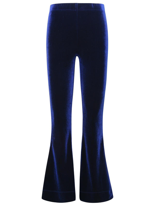 Ganni 'flared' Blue Velvet Jersey Pants