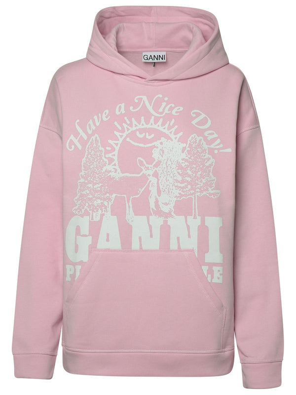 Ganni Rose Cotton Sweatshirt