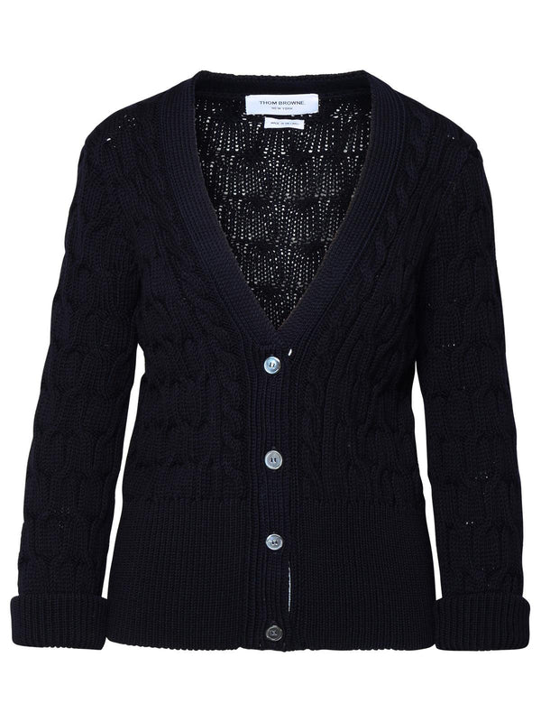 Thom Browne Blue Wool Cardigan