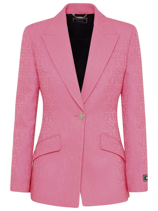 Versace Rose Virgin Wool Blazer Jacket