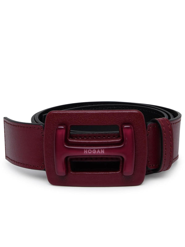 Hogan Burgundy Leather Belt