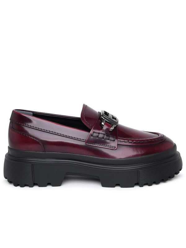 Hogan H629 Burgundy Leather Loafers