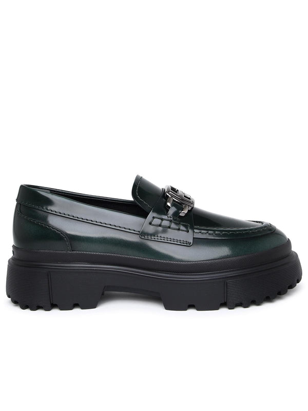 Hogan H629 Green Leather Loafers