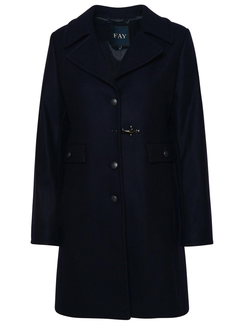 Fay Fay Navy Virgin Wool Blend Coat Women - World Class Fashion