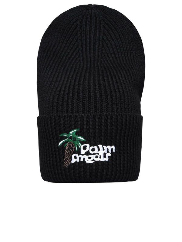 Palm Angels Black Polyester Beanie