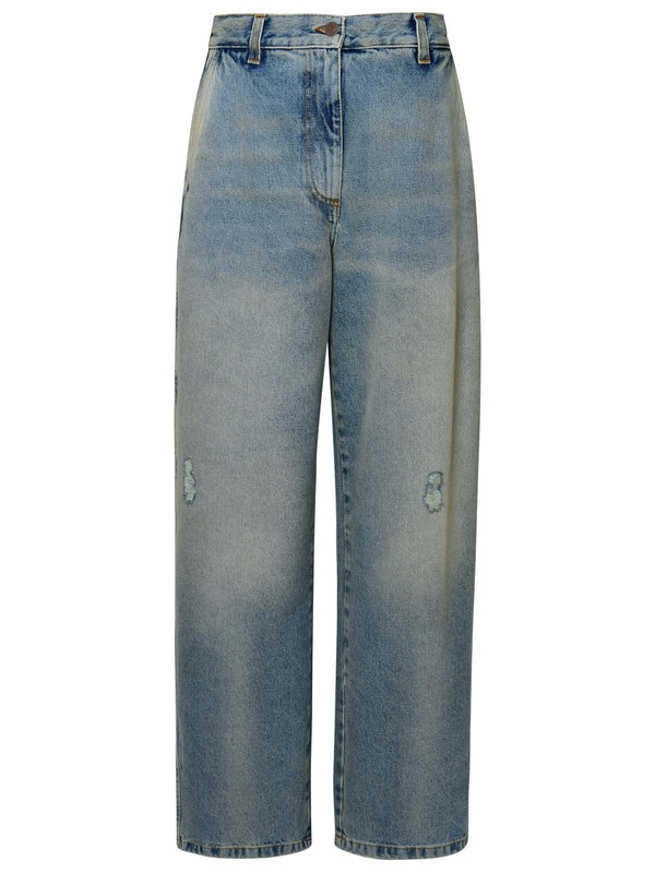 Palm Angels Paris Jeans In Light Blue Denim