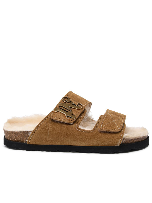 Palm Angels 'comfy' Slippers In Beige Suede