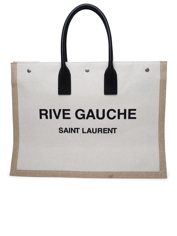 'rive Gauche' Large Beige Linen Bag