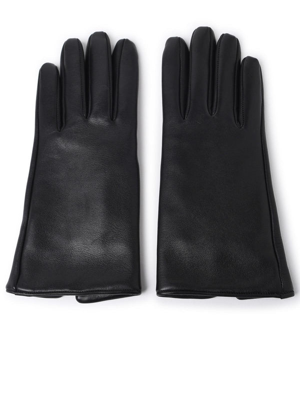 Saint Laurent 'cassandre' Black Leather Short Gloves