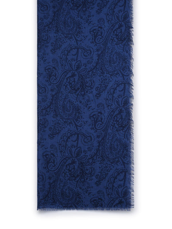 Etro Blue Cashmere And Silk Scarf