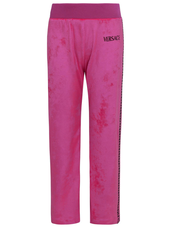 Versace Greca Jogger Pants In Fuchsia Velvet