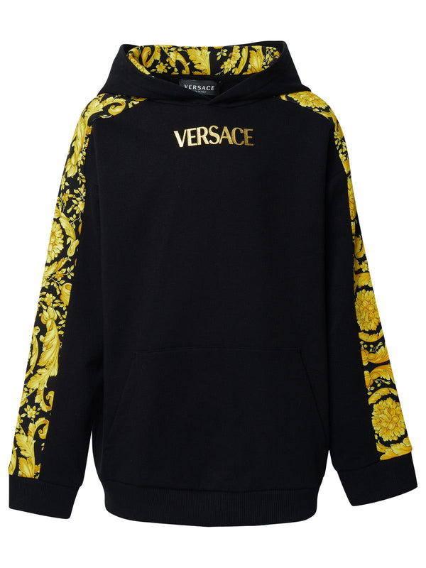 Versace Barocco Sweatshirt In Black Cotton