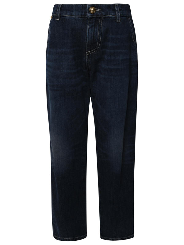 Versace Versace Logo Blue Cotton Jeans