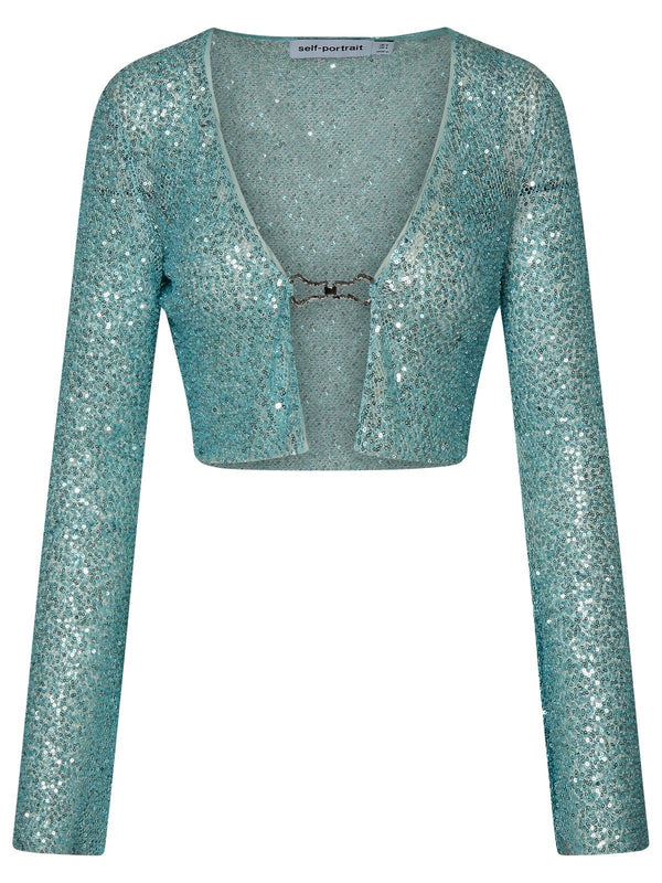 Self Portrait Aquamarine Polyamide Cardigan