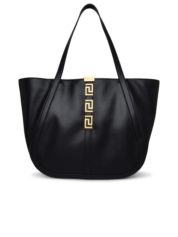 Versace Large 'greca Goddess' Black Leather Bag