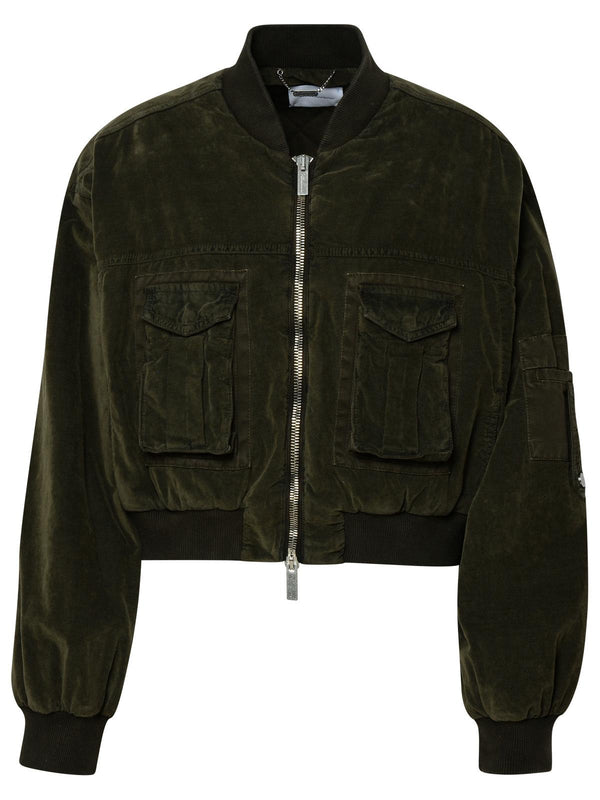 Blumarine Green Velvet Bomber Jacket