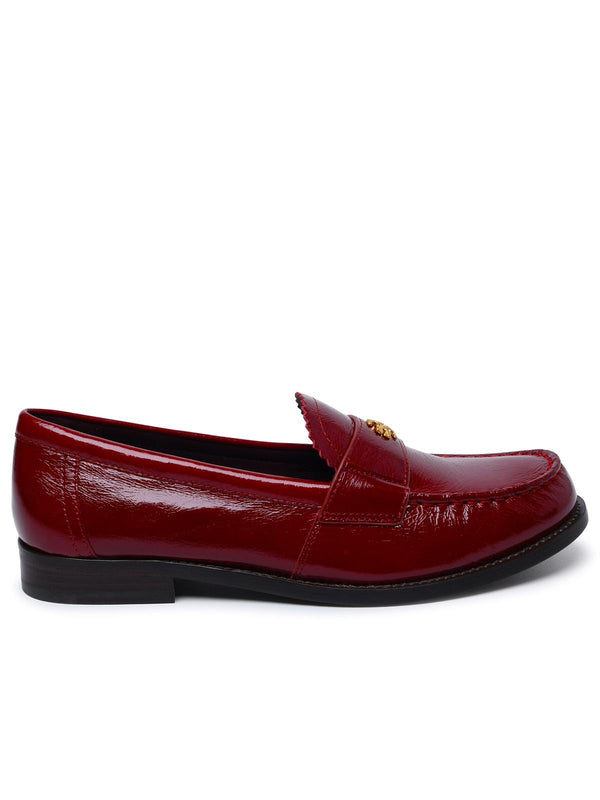 Tory Burch 'perry' Red Shiny Ruffled Leather Loafers