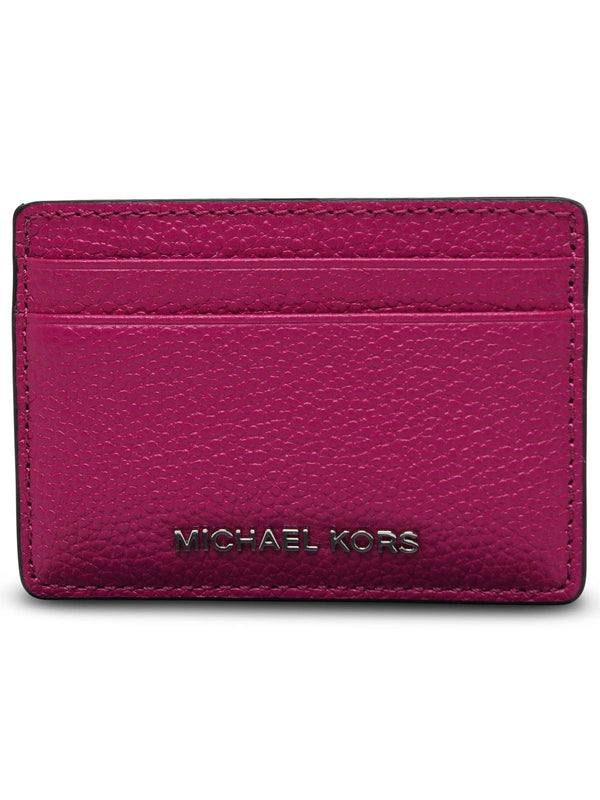 Michael Michael Kors 'jet Set' Fuchsia Leather Card Holder