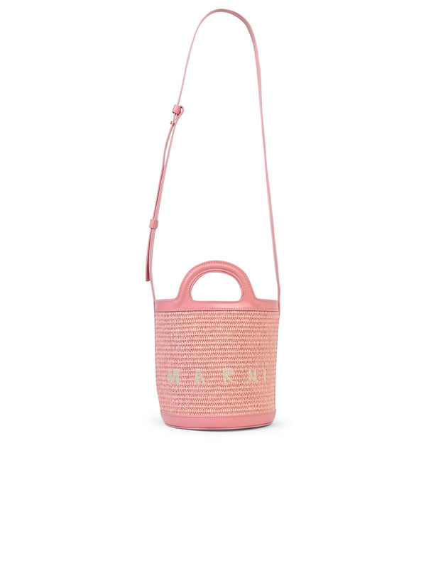 Marni 'tropicalia' Small Pink Leather And Fabric Bag