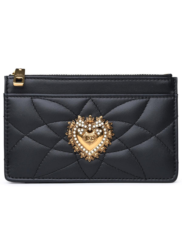 Dolce & Gabbana Medium 'devotion' Card Holder In Black Lamb And Calf Leather