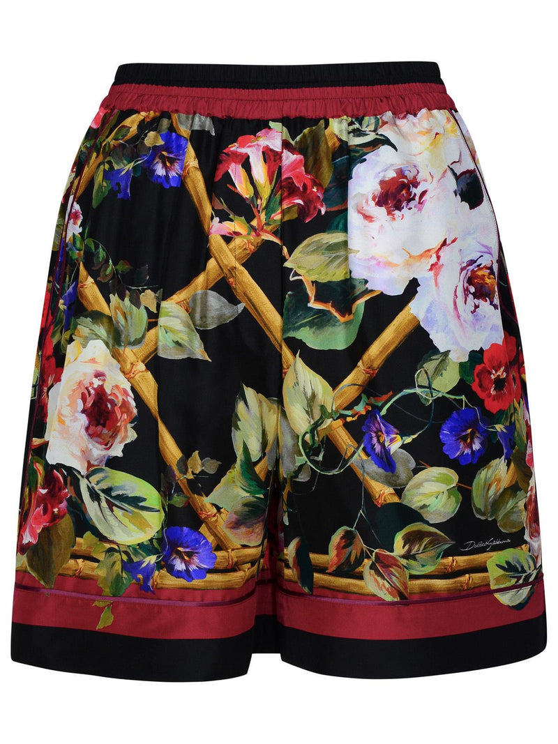 Dolce & Gabbana Dolce & Gabbana Roseto Print Silk Shorts Multicolor - World Class Fashion