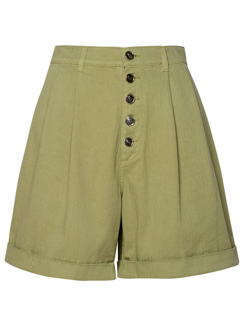 Etro Etro Pantalones Cortos de Algodón con Estampado Chevron Verdes - World Class Fashion