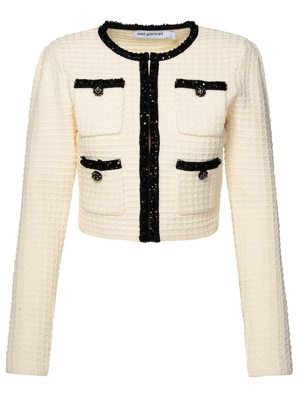 Self Portrait Ivory Cotton Blend Jacket