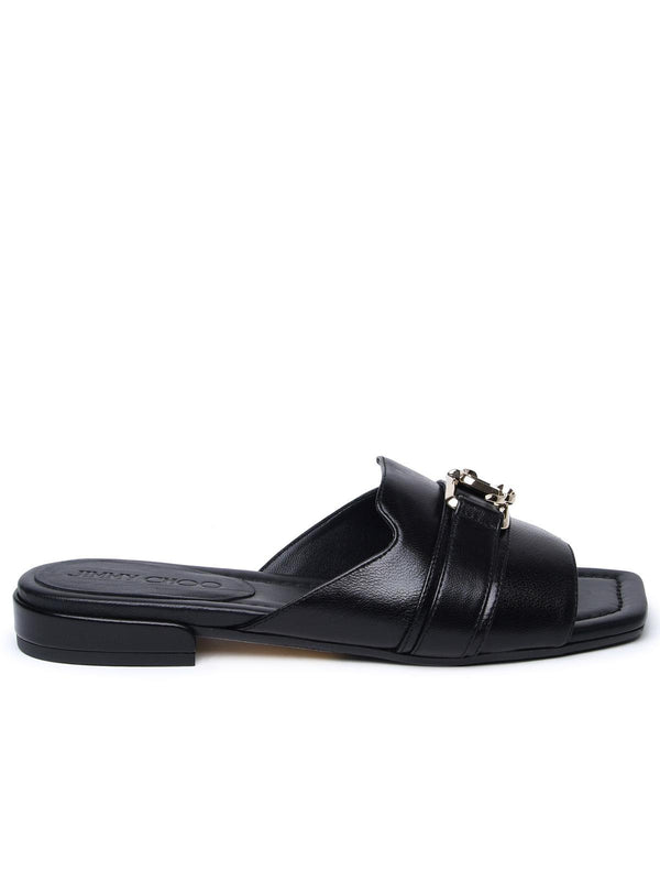 Jimmy Choo Black Leather Slippers