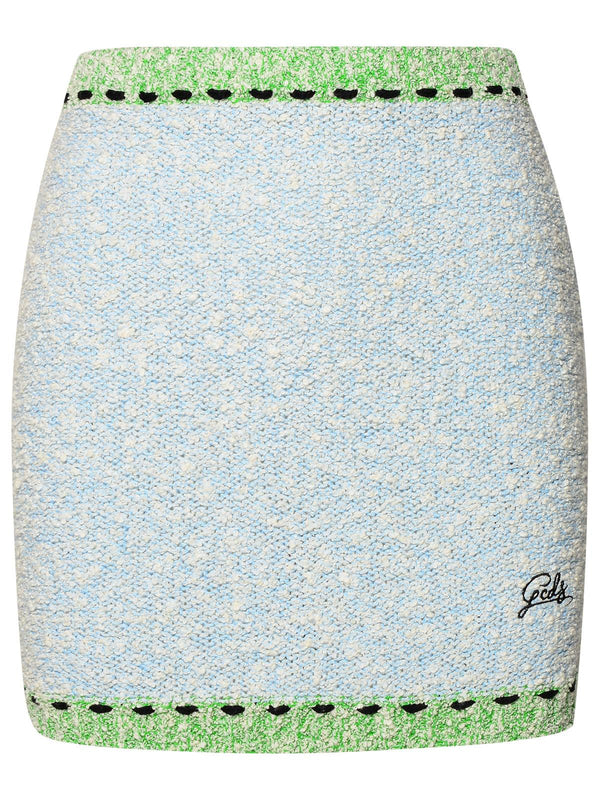 Gcds Light Blue Cotton Blend Miniskirt