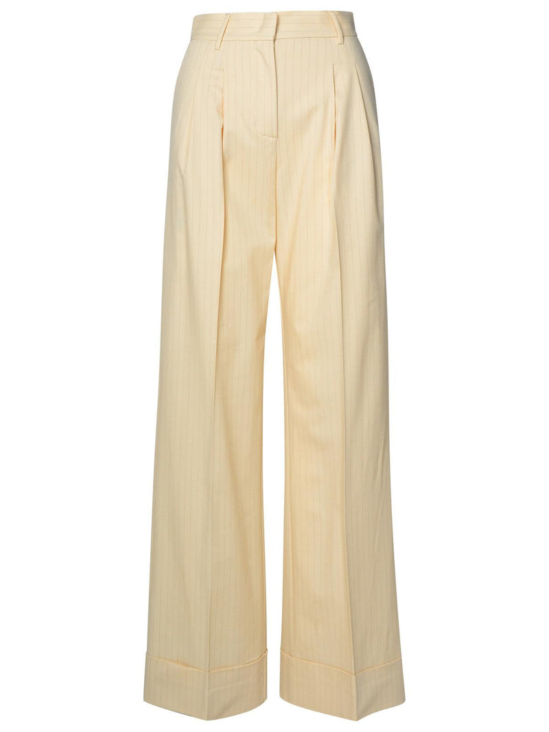 The Andamane The Andamane 'NATHALIE' Ivory Wool Blend Trousers - World Class Fashion