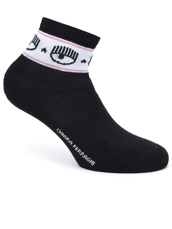 Chiara Ferragni Black Cotton Blend Socks