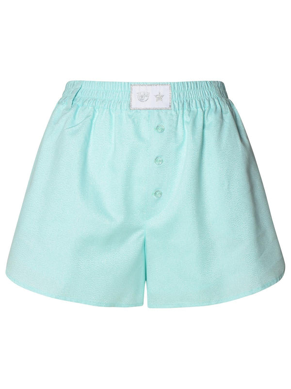 Chiara Ferragni Green Viscose Blend Shorts