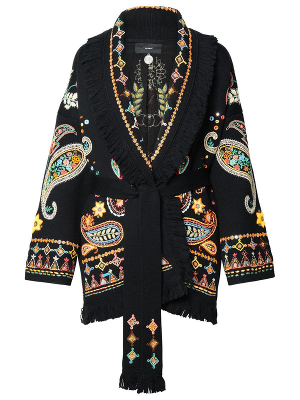 Alanui 'inner Energy' Black Virgin Wool Cardigan