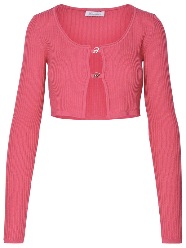 Blumarine Fuchsia Viscose Blend Crop Sweater