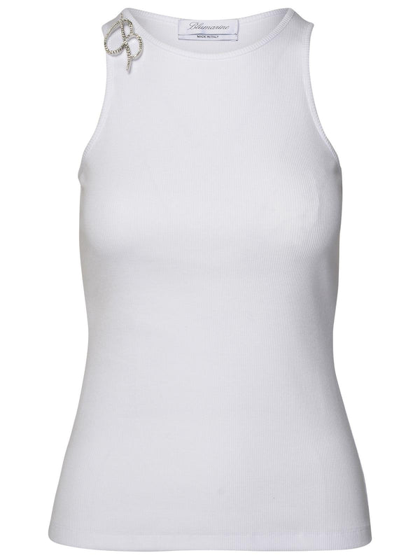 Blumarine White Cotton Tank Top