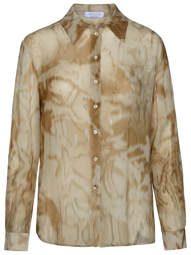 Blumarine Blumarine Two-tone Viscose Shirt Beige Women - World Class Fashion