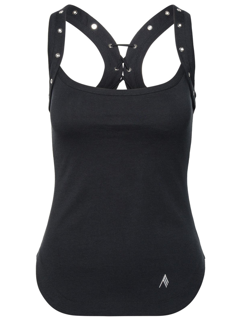 The Attico The Attico Black Cotton Top with Silver Studs - World Class Fashion
