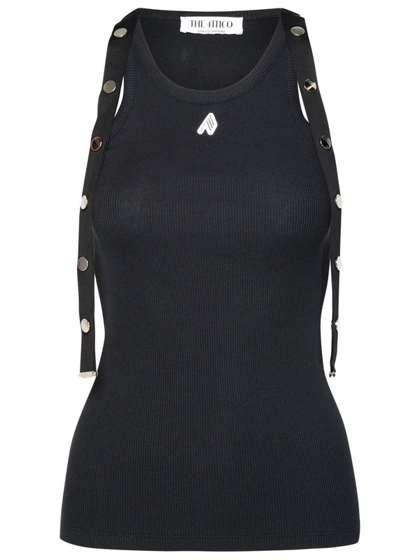 The Attico Black Cotton Tank Top