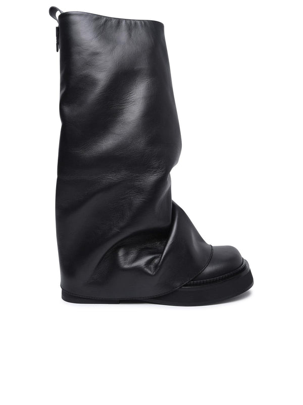 The Attico 'robin' Black Leather Combat Boots