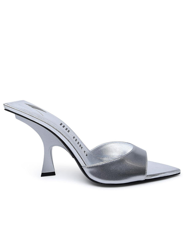 The Attico Silver Shiny Leather Slippers