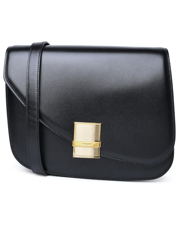 Salvatore Ferragamo 'fiamma' Small Black Dappled Calf Leather Bag