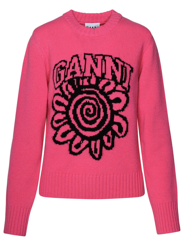 Ganni Fuchsia Wool Blend Sweater