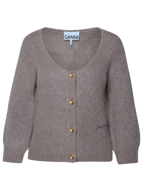 Ganni Beige Virgin Wool Blend Cardigan